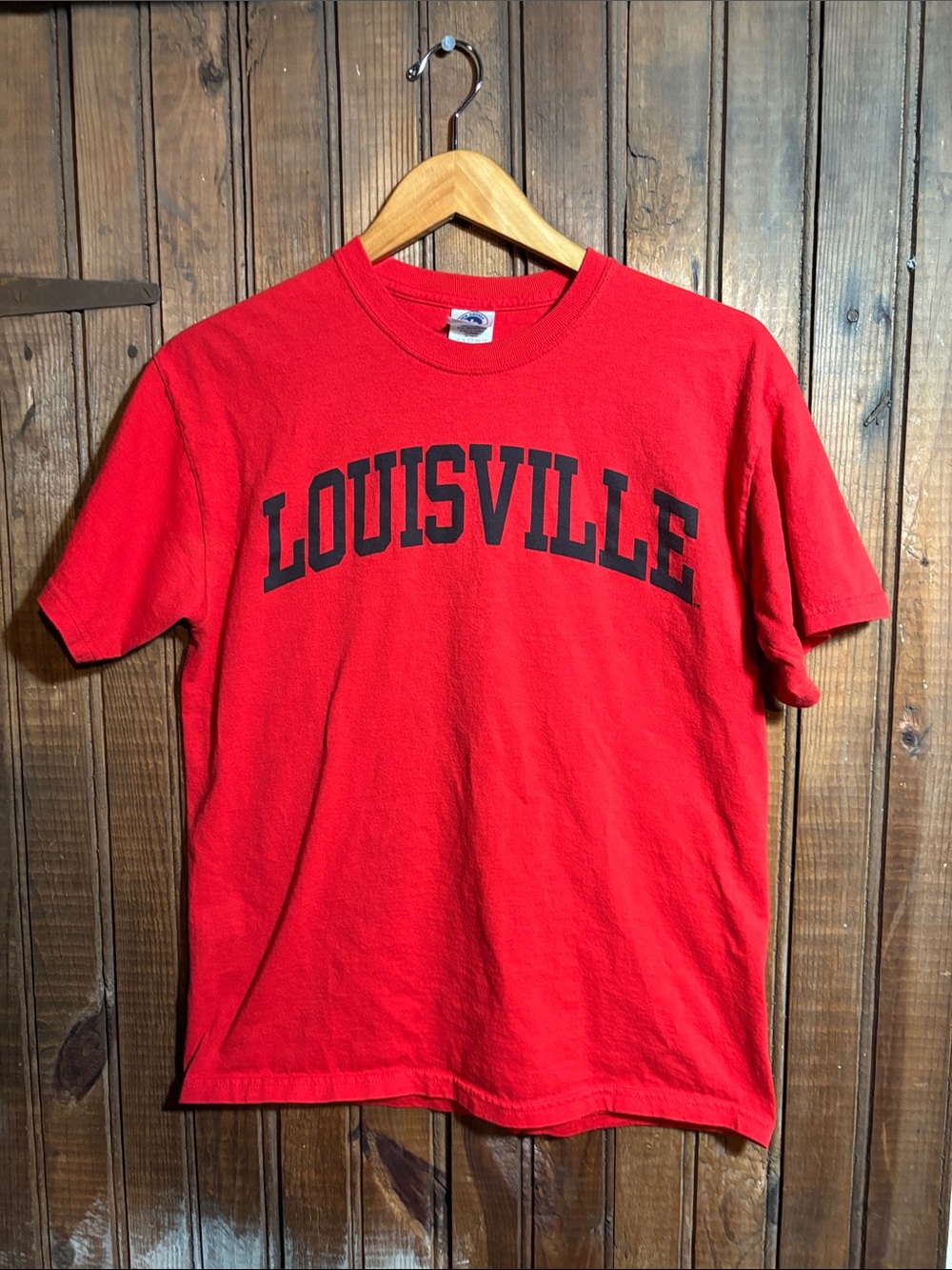 Fruit of the Loom Red T-Shirt with Black Louisville Print